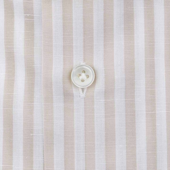 Shirt in cotton and linen blend with beige and white stripes - Image 2