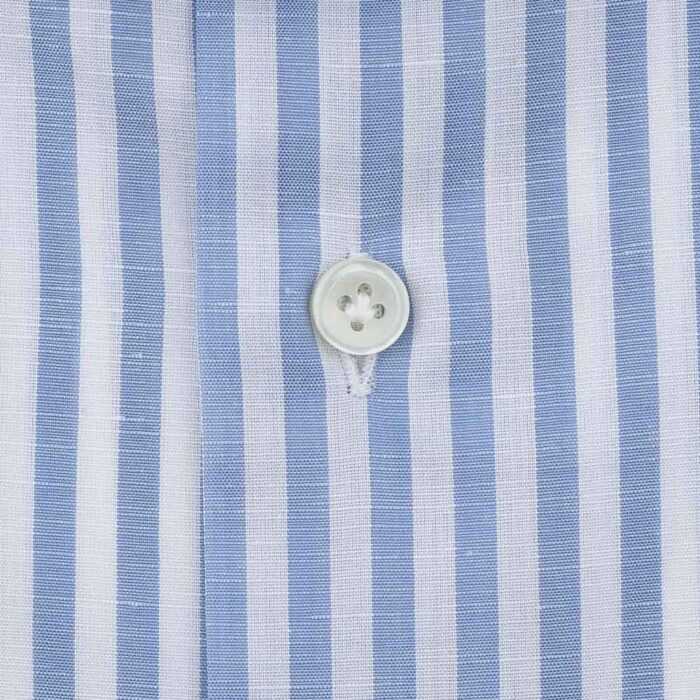 Shirt in cotton and linen blend with light blue and white stripes - Image 2