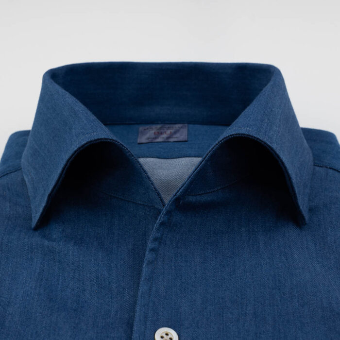 Bowling collar denim shirt - Regular without darts - Image 2