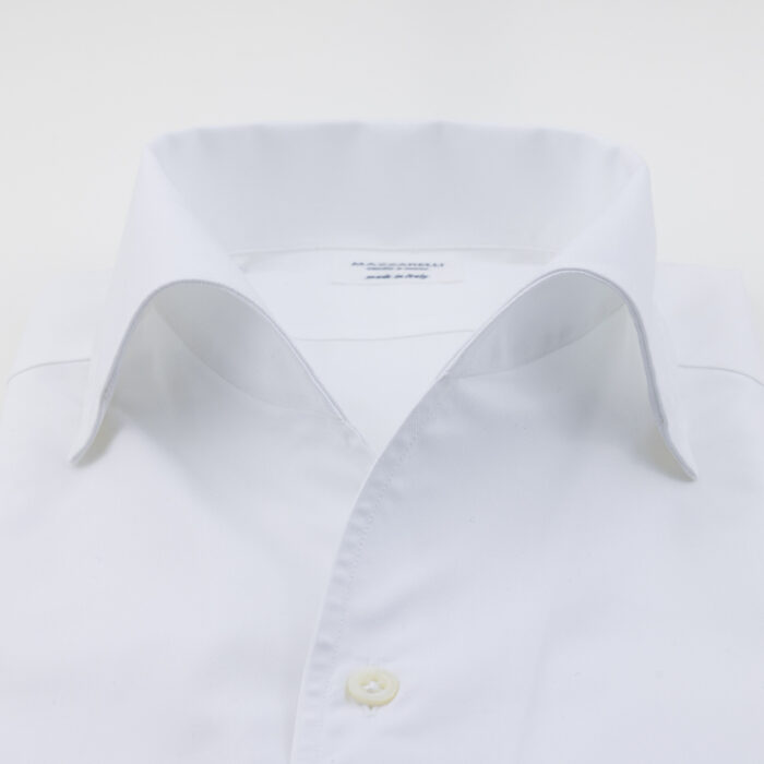 White shirt in journey twill by Thomas Mson with Bowling collar - Regular with darts - Image 2