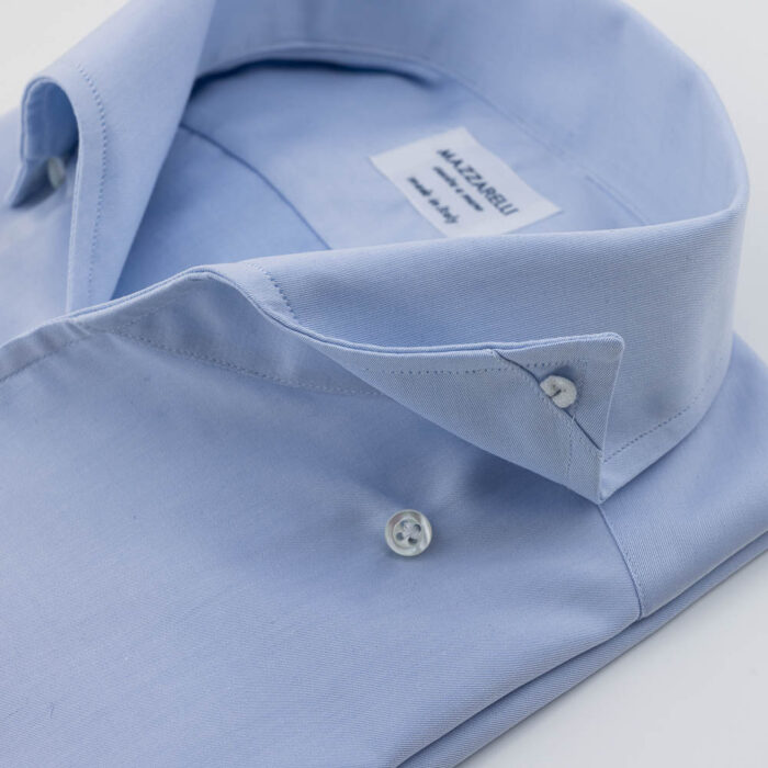 Light Blue shirt in journey twill by Thomas Mason with Bowling collar - Regular without darts - Image 3