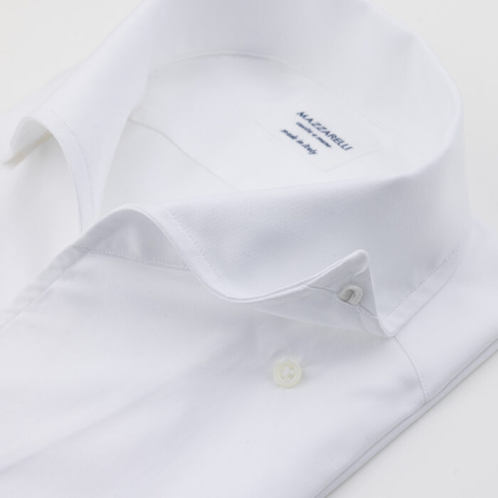 White shirt in journey twill by Thomas Mson with Bowling collar - Regular with darts - Image 3