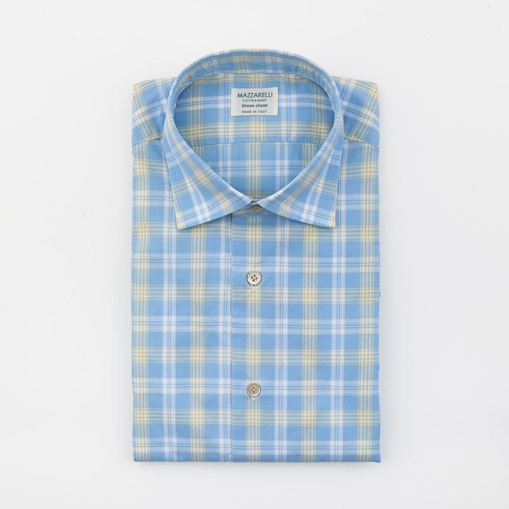 B129W3 100% checked Thomas Mason cotton shirt - Image 1