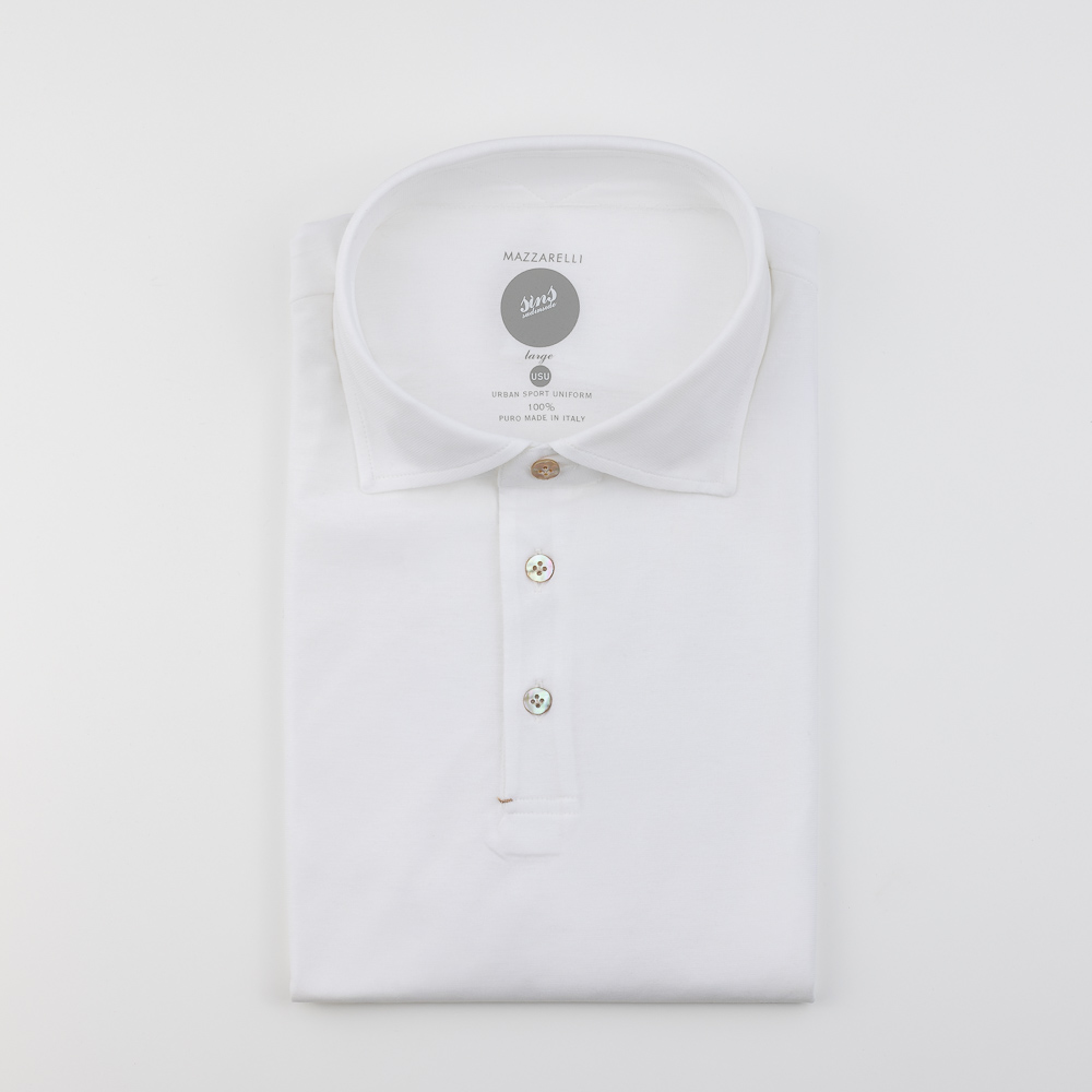 GRV_2362 Polo bianca in jersey di cotone traspirante - immagine 1