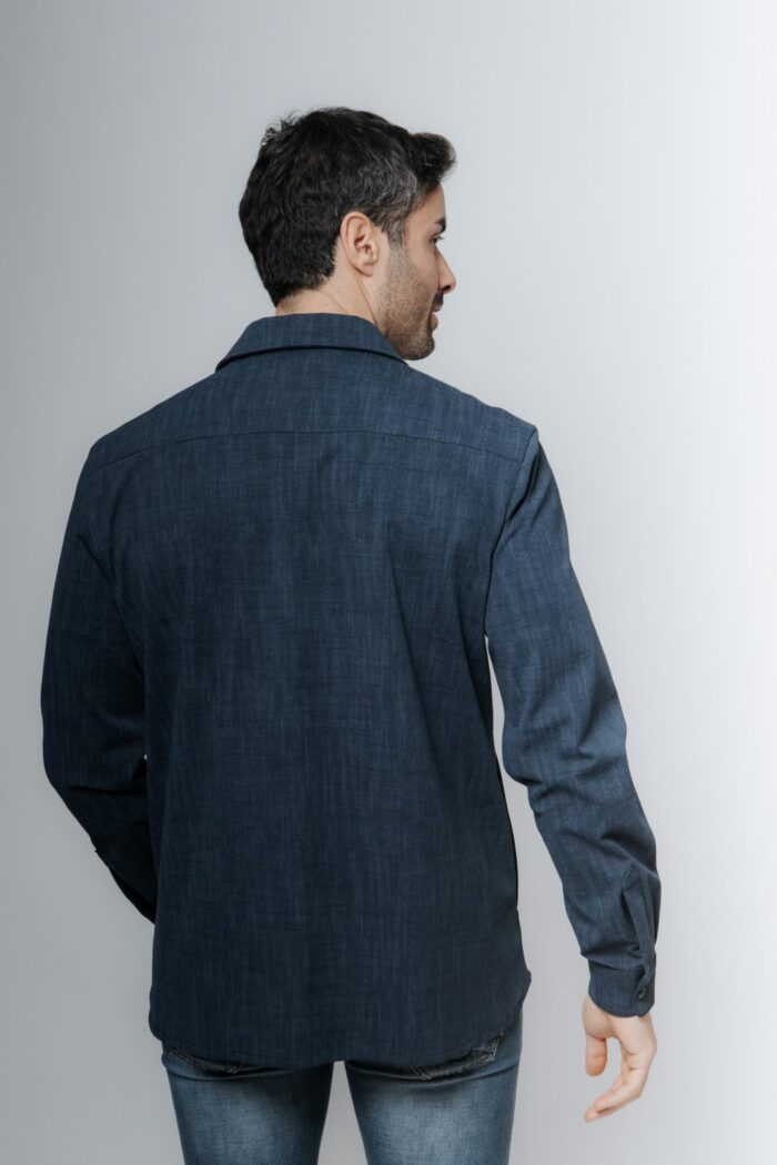 Unlined over shirt in technical fabric aviator blue - Image 2