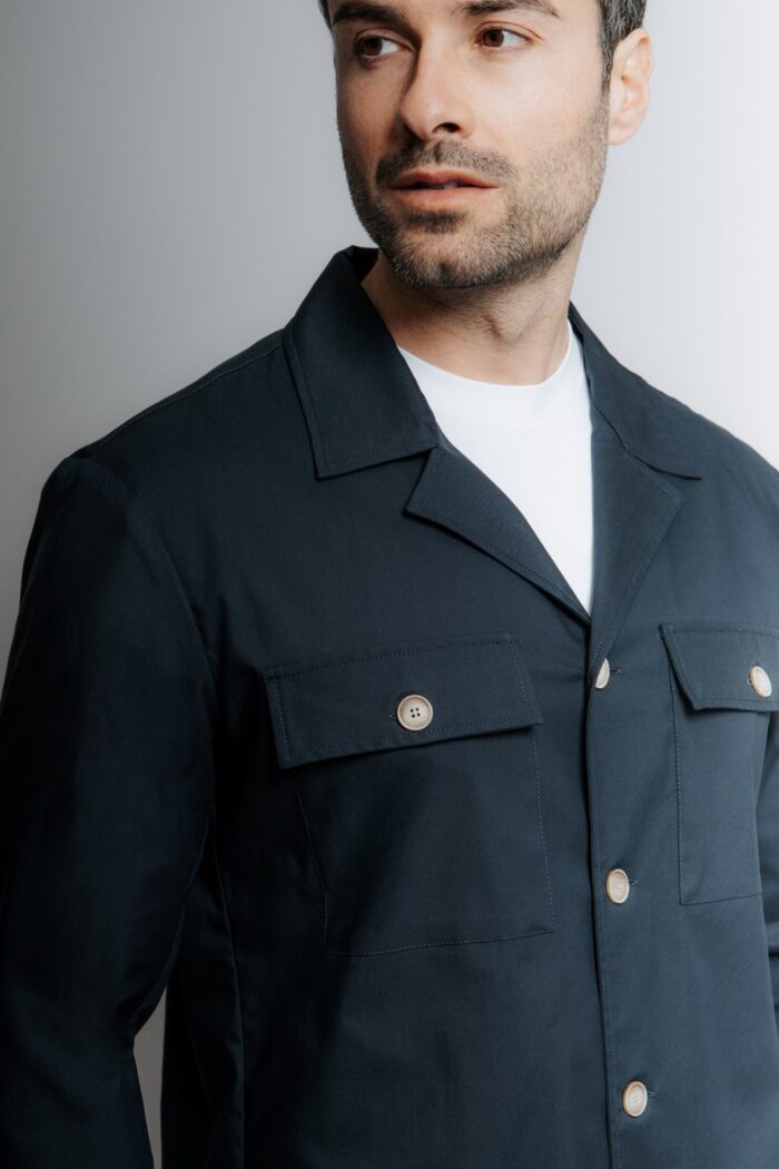 Unlined over shirt in technical fabric blue navy - Image 3
