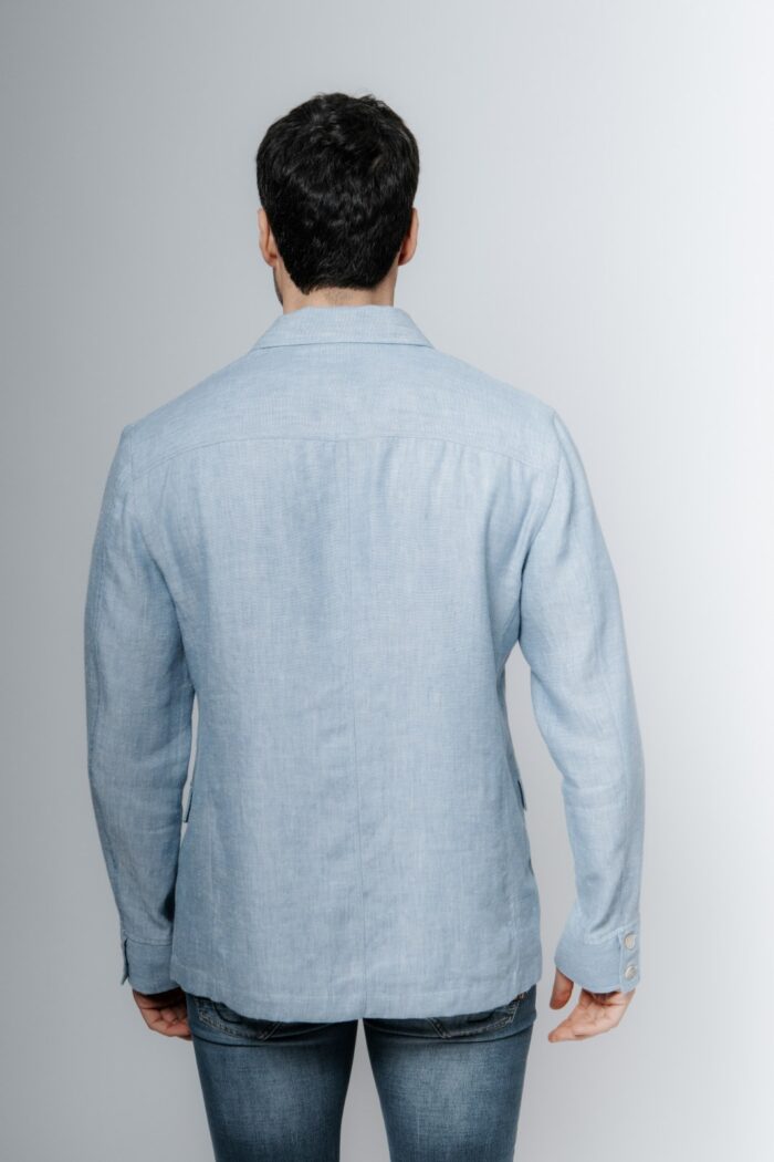 Sahariana in lino azzurro - immagine 2