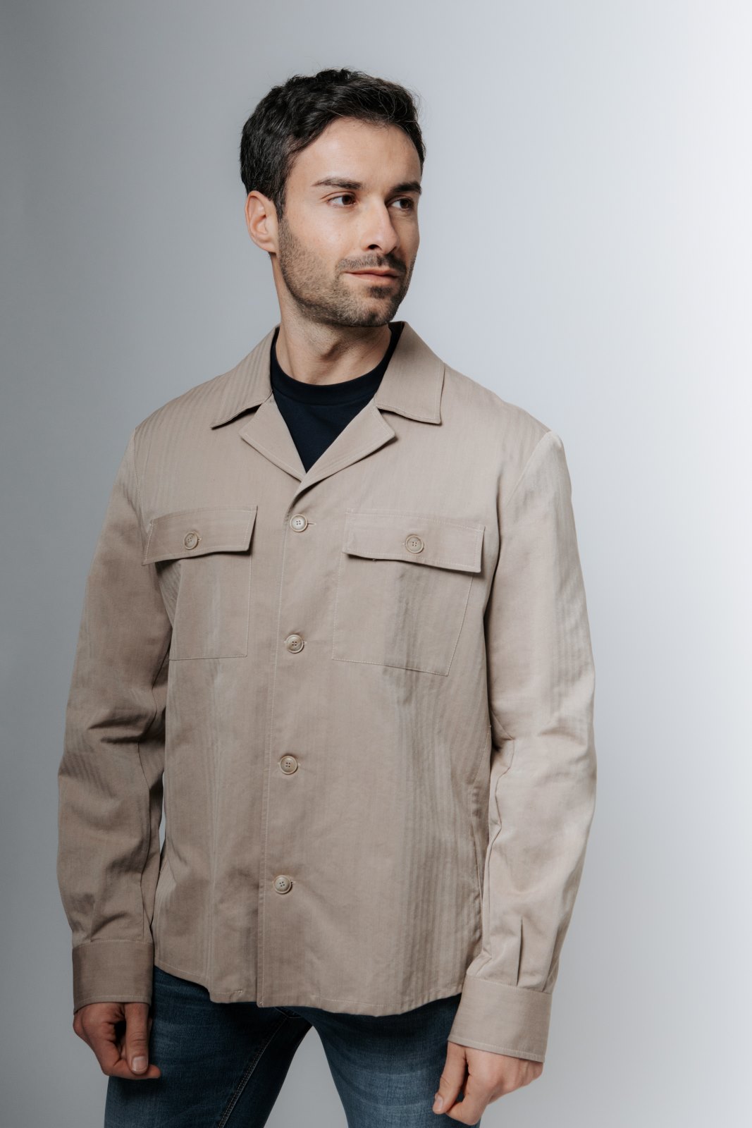 mazzarelli- 80 Unlined over shirt in cotton and lyocell - Image 1