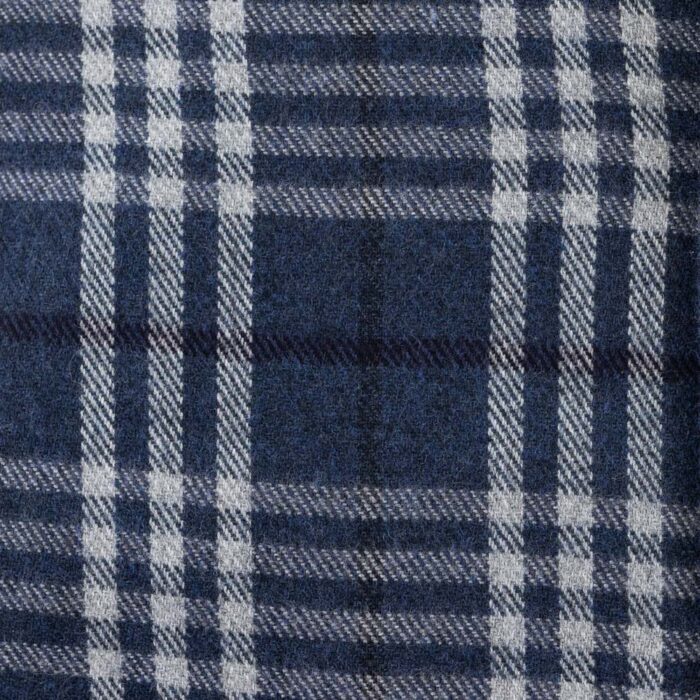 Camicia texana a quadri in cotone e lyocell blu e grigio - immagine 2