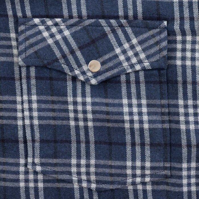 Camicia texana a quadri in cotone e lyocell blu e grigio - immagine 3